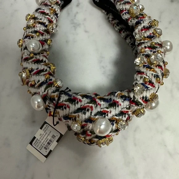 Lele sadoughi Pearl and crystal sweater knotted headband